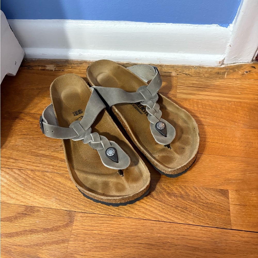 Gray Braided Birkenstocks